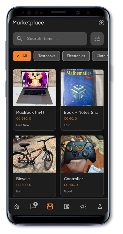 The Campus Plug marketplace, showing student listings